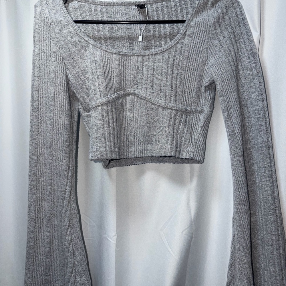 SHEIN Gray Ribbed Knit Crop Top